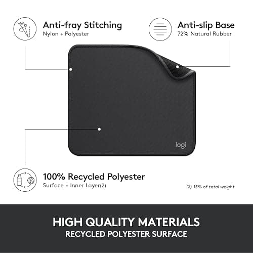 Logitech Mouse Pad - Studio Series, Computer Mouse Mat with Anti-Slip Rubber Base, Easy Gliding, Spill-Resistant Surface, Durable Materials, Portable, in a Fresh Modern Design, Graphite thumbnail 5
