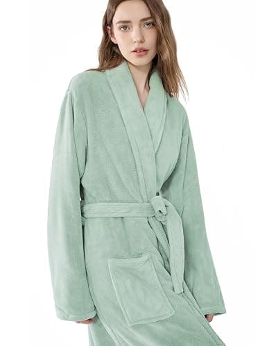 Soft Robe For Women，Warm Plush Bath Robes Female，Spa Towel After Shower Lightweight Long Bathrobe thumbnail 5