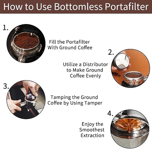 51mm Bottomless Portafilter for CM5418, 3 Ears Portafilter with 51mm Puck Screen Compatible for CASABREWS Espresso Machine CM5418, 3700Essential and 5418Pro, Stainless Steel Filter Holder and Filter thumbnail 5