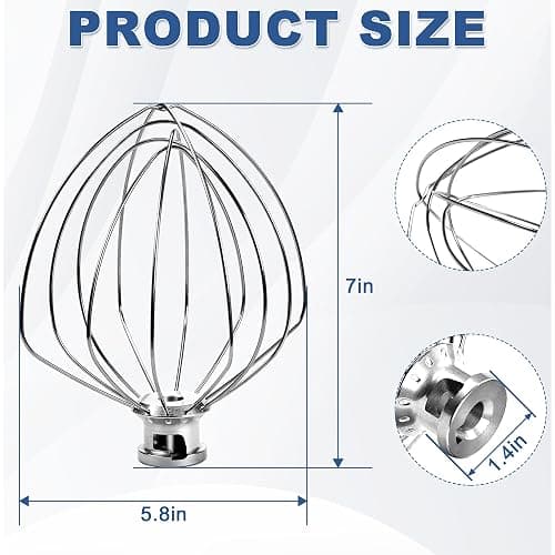 Whisk Attachment for Kitchen Aid 6 Qt Bowl-Lift Stand Mixer, Stainless Steel 6-Wire,Replace KN256WW,for Professional 6 & 600, KD26,KP26,KL26,KT26,KV25 by TOMOON thumbnail 3