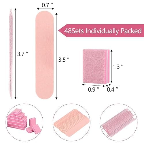 48 Sets Disposable Manicure Kit, Individually Package Nail Kit,Manicure Set with Mini Nail File,Mini Nail Buffer,Nail Stick for Salon Home thumbnail 2