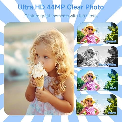 Digital Camera 4K, Upgrade Black Cameras for Teens, Autofocus Digital Point and Shoot Camera for Kids with 16X Zoom, 64GB SD Card, Compact Small Camera for Boys Girls Teens Kids Gift thumbnail 9