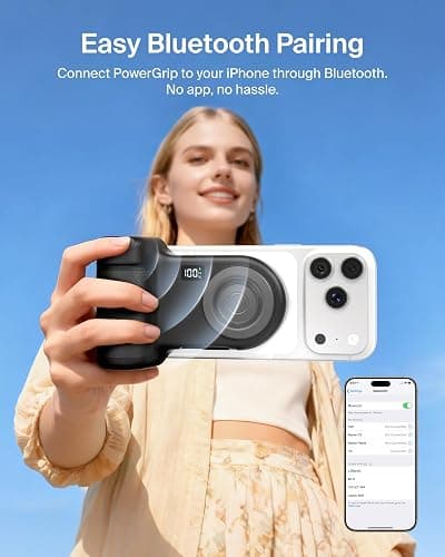 Belkin Stage Powergrip, Magnetic Wireless Charging Camera Grip 9300mAh, Power Bank w/Retractable USB C Cable, Bluetooth, Tripod Attachment, LCD Screen, Portable Charger for iPhone, Google Pixel, etc. thumbnail 7