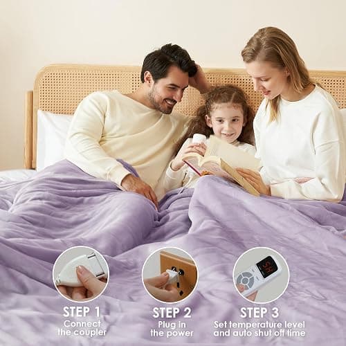 EHEYCIGA Heated Blanket Electric Blanket Throw - Heating Blanket with 9 Heating Levels & 10 Hours Auto Off, Soft Cozy Sherpa Washable Blanket with Fast Heating, 50 x 60 Inches thumbnail 6