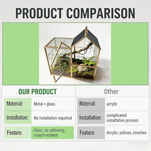 YYFWND Ready-to-Use Glass Terrarium with Vents - 8.66"x4.72"x8.46" House-Shaped Jumping Spider Enclosure, Habitat for Praying Mantis, Snails, Insect or Succulent Plants - Home Garden Tabletop Decor thumbnail 6
