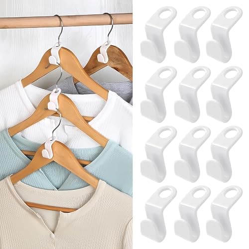 50 PCS Space Saving Hanger - Clothes Connector Hooks, Stacking Space Saver, Plastic Closet Organizers and Storage Extender for Heavy Duty Cascading Connection (White) - Image 1