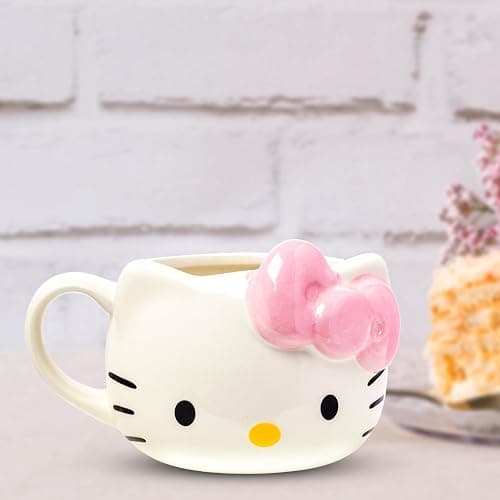 Silver Buffalo Sanrio Hello Kitty Pink Bow Ceramic 3D Sculpted Mug, 20 Ounces thumbnail 7
