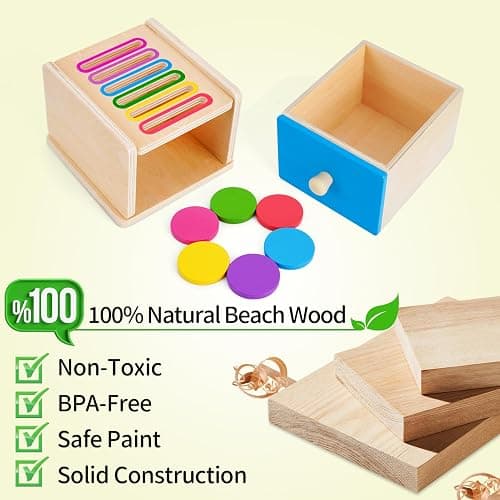 FCSONU Toddlers Montessori Coin Box Toys for 1 2 3 Year Old Boys Girls, Drawer Box Toy for Ages 2-4 Kids, Learning Color Sorting Sensory Toys, Easter Birthday Gifts for Baby 12-18 Months thumbnail 8