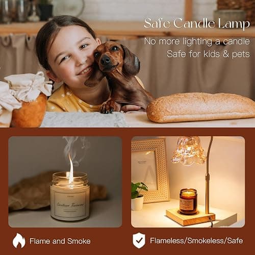 Candeldo Candle Warmer Lamp with Timer: Flower Gold Candle Lamps Height Adjustable Wax Melt New Home Decor House Warming Christmas Gift for Women thumbnail 3