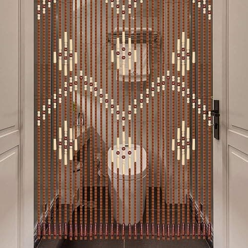 TFCFL Wooden Bead Curtain, 32 Lines Doorway Screen W35.4 X H68.9 for Porch Bedroom Living Room (Coffee) - Model 1 thumbnail 2