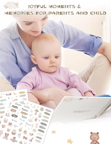 Hyggartn Baby Memory Book – My First Year Journal with Stickers (84 Pages) Gender-Neutral Keepsake for Boys & Girls Thoughtful Gift for New Parents - Cute little pattern thumbnail 7