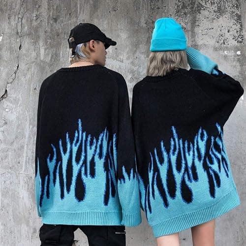 Women Sweater Long Sleeve Flame Bat Sleeve Jumper Oversized Casual Knitting Pullover Tops thumbnail 2