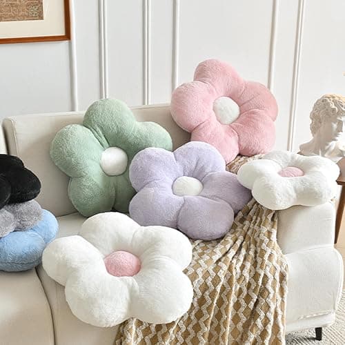 ZCNYCLAM Flower Pillows, Soft Flower Shaped Pillow with Home Decorative for Couch Chair Bed,Flower Floor Throw Pillows for Adults Bedroom Living Room (White, 15 Inches) - 15 Inches - White thumbnail 2