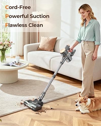 UML0 N8 Cordless Vacuum Cleaner,Lightweight Stick Vacuum with Powerful Suction,2200mAh Battery,40 Mins Runtime,Self-Standing,Rechargeable Vacuum Cleaners for Home Hardwood Floor Carpet Pet Hair thumbnail 2