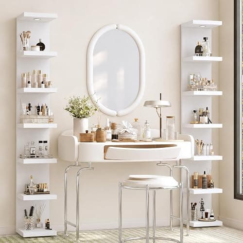 LitaEther Versatile 7 Tier Wall Shelf Unit,White Lack Wall Shelf,Display Floating Shelf with LED Remote Control Light thumbnail 5