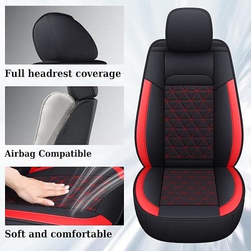 Coverado Seat Covers for Dodge Ram, Waterproof Front Car Seat Covers for Truck Compatible with 2002-2026 Dodge Ram 1500 2500 3500 Crew Double Mega Quad Cab(Red) thumbnail 3