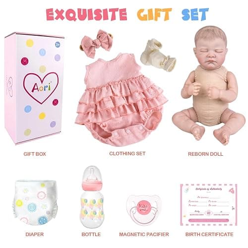 Aori Reborn Baby Dolls - Realistic 20 Inches Real Life Baby Doll with Feeding Kit, Lifelike Newborn Baby Girl Perfect for Kids 3+ thumbnail 7