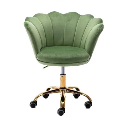 Hegmentine Modern Home Office Desk Task Chair with Wheels, Swivel, Height Adjustable, Velvet, Olive Green - Image 1