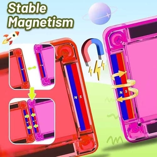 Mini Magnetic Tiles,78PCS Travel Magnetic Tiles Set with Iron Box,Portable Building Blocks for Kids Ages 3+,Car Airplane Travel Essentials Kids Toy,Creative STEM Toys Birthday Gift for Boys & Girls thumbnail 8