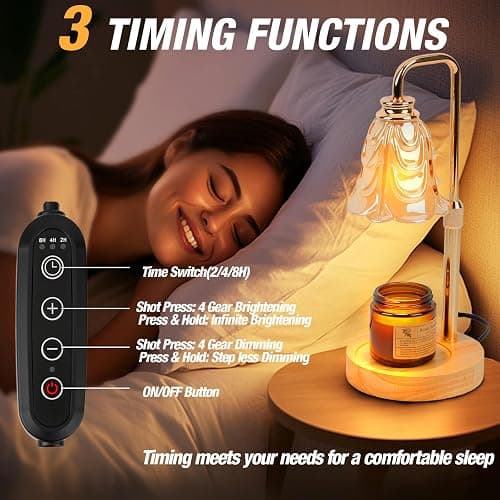 EPIMA Candle Warmer Lamp with Timer and Dimmer, Electric Wax Warmers for Scented Candles with 5 Brightness Settings, Anti-Glare Lamp with Adjustable Height, Home Decor, Gift for Christmas, Birthday thumbnail 4