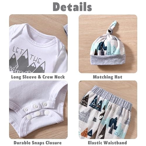 Aalizzwell Newborn Baby Boy Long Sleeve Outfit for Fall Winter thumbnail 4