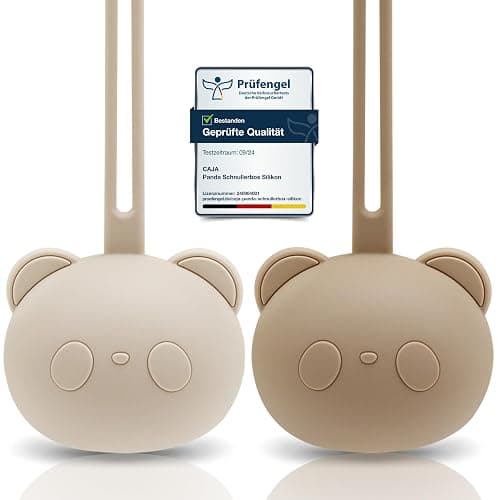 CAJA Schnullerbox Silikon 2 Stück- Schnulleraufbewahrung - Panda Design - BPA-frei - Sichere Aufbewahrung Schnuller - Hochwertige Baby Zubehör Kleinkinder & Babys (1x complexion + 1x field grey) - 2er Set 1x complexion + 1x field grey - Image 1