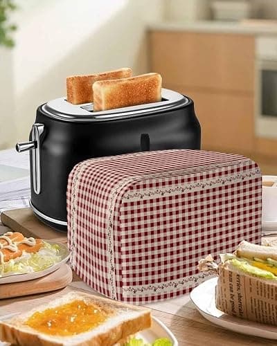 Country Star Berry Red Buffalo Plaid Soft Washable 2 Slice Toaster Dust Cover with Pockets, Dust-proof and Fingerprint Protection thumbnail 5