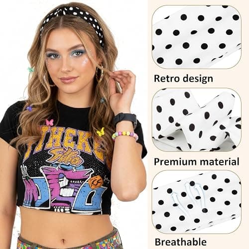 TERSE Polka Dot Headbands for Women Trendy Women Hair Accessories: Cute Head Bands for Women's Hair Fashion Hairbands 6PCS thumbnail 4