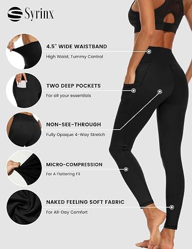 High Waisted Leggings for Women - Soft Athletic Tummy Control Yoga Pants for Cycling Dance Tights thumbnail 4