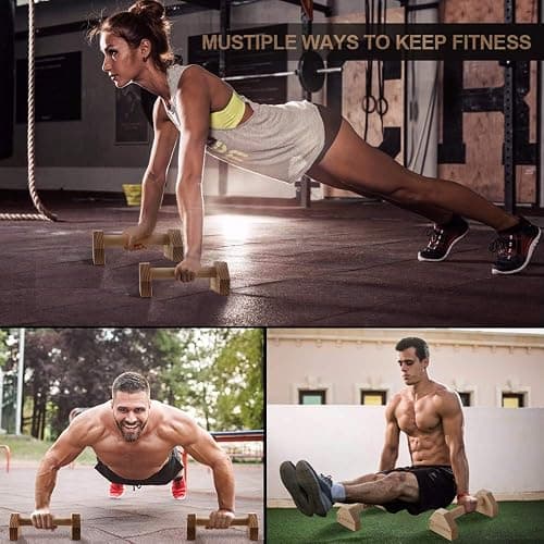 Push-up Stand, 2 PCS Wood Pushup Bars Non-Slip Base Exercise Home Workout Equipment, 30CM Wooden Parallettes Handle Stands Grip for Men Strength Training, Planks Calisthenics thumbnail 7