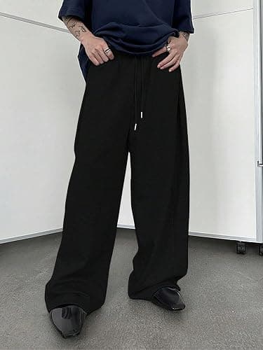 SHENHE Men's Baggy Pants Wide Leg Drawstring Waist Loose Sweatpants with Pockets thumbnail 4