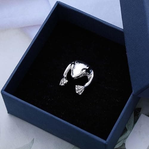 Aneneiceera Vintage Frog Ring Silver Opening Frog Knuckle Rings Funny Frog Finger Rings Punk Froggy Rings Cute Abstract Frog Ring Jewelry for Women thumbnail 7