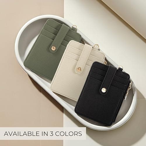 Stylish Wristlet Keychain Wallet for Women - Slim Design Credit Card Holder w/ Plenty of Storage incl. Clear ID Window & Zipper Pocket - Easy Carry RFID Blocking Wallet w/ Tassel, Lanyard & Gold Rings thumbnail 9