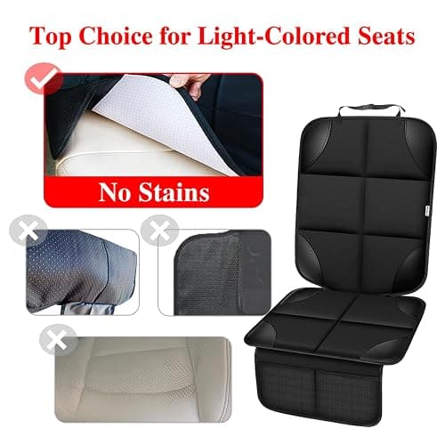 Meolsaek Car Seat Protector for Child Car Seat, Durable 600D Fabric Waterproof Car Seat Cover with Thick Pad Non-Slip Backing，No Imprints (Black 2pcs) thumbnail 6