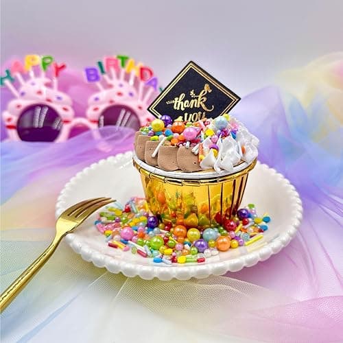 Rainbow Sprinkles for Cake Decorating, 4.6Oz Pastel Jimmies and Pearls Sprinkles Mix for Donut Cookie Baking Brownies Cupcake Ice Cream Toppings thumbnail 2