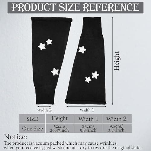 scenicamp Leg Warmers Y2K for Women - Star Flared Knitted Leg Sleeves Kawaii Harajuku Streetwear Leg Warmers Goth Lolita Winter Accessories for Halloween Christmas thumbnail 3