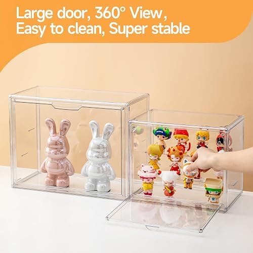 Acrylic Display Cases for Collectibles, 3 Tier Clear Shelf Boxes for Figures, Miniature Dustproof and Stackable Action Figure Display Case (1, Large) thumbnail 9