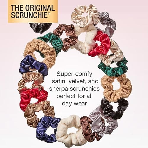 Scunci by Conair The Original Satin Scrunchies 20pk - hair accessories for girls and women - ideal for all hair types - gifts for her - Assorted Colors thumbnail 2