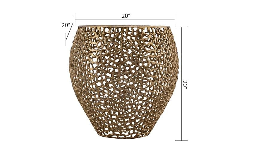 Modern Contemporary Round 20" End Table, Solid Aluminum intrigued Design, Mesh Drink Table, Creative Side Table for Living Room and Bedroom, Casted in Gold thumbnail 3