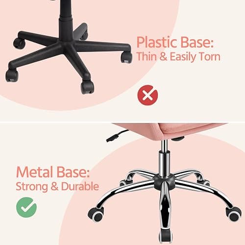 Yaheetech Pink Office Computer Desk Chair Makeup Vanity Dressing Table Chair Modern Swivel Rolling Armchair for Living Room, Bedroom, Makeup Room Women thumbnail 8