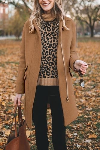 BZB Womens Long Coat Classic Open Front Zip Up Casual Winter Wool Blend Over Pea Coats Long Jackets thumbnail 2
