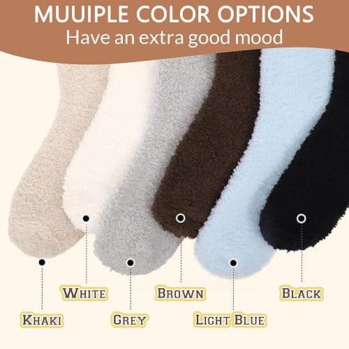 Halinuia 6 Paare Kuschelsocken Damen Warme Flauschige Socken Kuschel Bettsocken Schlafsocken Thermosocken Dicke Wintersocken Haussocken für Weihnachten als Geschenke 36-41 thumbnail 3