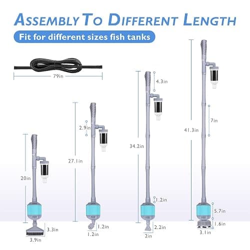 hygger 360GPH Electric Aquarium Gravel Cleaner, 5 in 1 Automatic Fish Tank Cleaning Tool Set Vacuum Water Changer Sand Washer Filter Siphon Adjustable Length 15W thumbnail 6