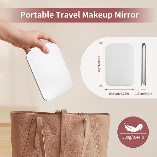 Kintion Travel Makeup Mirror, 6.3"*4.25"Rechargeable Portable LED Lighted Makeup Mirror, 3 Colors Touch Dimmable Tabletop Makeup Mirror, for Outdoor Travel, Women Gift, White thumbnail 3