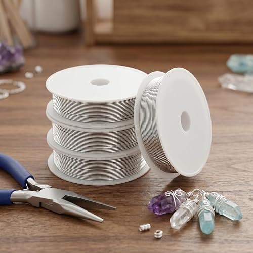 4 Rouleau Fil de Fer Souple Loisir Creatif pour La Fabrication de Bijoux | 0,5mm x 160m Flexible Fil Métallique Flexible pour Bijoux, Fil D'Artisanat en Acier Inoxydable 304 (Argent) thumbnail 2