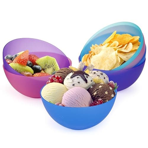 yarlung 20 Pack 24 Oz Plastic Salad Bowls, 6 Inch Snack Bowls Lightweight Cereal Bowls Set for Pasta, Soup, Rice, Clear 4 Colors thumbnail 5