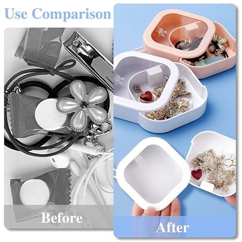 Prudiut 2Pcs Hair Tie Organizer, Hair Tie Holder Clip Organizer Christmas Gifts for Baby Teen Girl Women, Portable Hanging Small Items Desktop Travel Storage Box(Pink and White) thumbnail 5