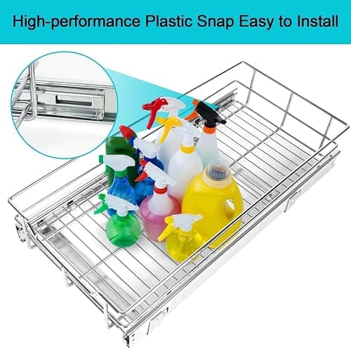 Pull Out Cabinet Organizer 14" W X 22" D, Slide Out Drawers For Kitchen Organizers and Storage, Pull Out Drawers For Cabinets Capacity Heavy Duty Caddy, Cabinet Shelves Chrome-Plated, Bathroom Pantry thumbnail 8
