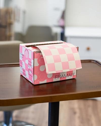 FRAMAR Beige and Pink Checkered Hair Foil – Hair Foils For Highlighting Long Hair, Salon Foil For Hair Highlighting, Salon Foils For Hair Stylist, Embossed – 320 ft thumbnail 5