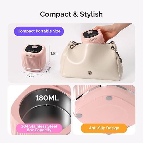 MelodySusie 2 in 1 Nail Tool Cleaning Machine, 3 Timers Mode for Nail Drill Bits, Nail Art Brush, Nail Clipper, Jewelry Cleaning, Salon & Home Use, Pink,DL-160 thumbnail 3